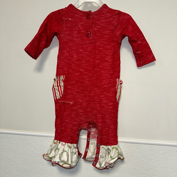 Baby Girl Ricrac & Ruffles Romper 12M Red Christmas Holiday - Picture 9 of 15